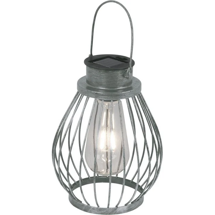 näve LED Solarleuchte Balubo, Tageslichtsensor, LED fest integriert, Warmweiß, Solar, incl. Schiebeschalter, Lichtfarbe: warmweiß, Farbe: silber – Bild 1