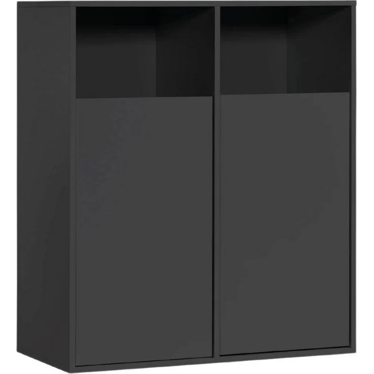 mokebo Wäscheschrank Der Wäschehüter (2-türig) Wäschekorb oder Wäschesammler mit Magnetverschluss in Schwarz – Bild 1