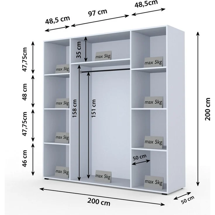 Compleo Kleiderschrank Drehtürenschrank, Designer-Schrank mit modernem Look STELLS LED-Beleuchtung, Push to open Funktion – Bild 3