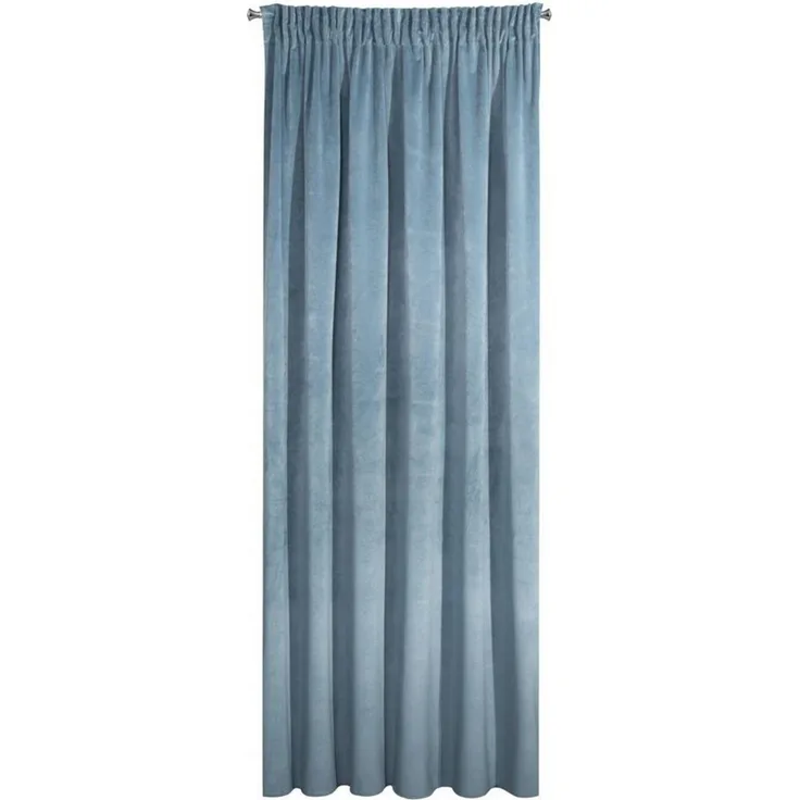 Eurofirany 'VILLA' Vorhang, Samtvorhänge, Velours Blickdicht, Blau, KRÄUSELBAND, H270 x B140 cm (1er Pack)