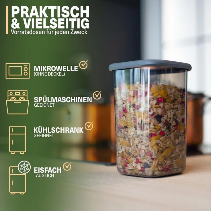 Viwares Vorratsdosen mit Deckel Luftdicht, 12er Vorratsbehälter Set BPA-Frei, Vorratsdose zur Müsli Mehl Aufbewahrung Küche, Praktische Organizer Küche, Frischhaltedosen für Lebensmittelaufbewahrung – Bild 3