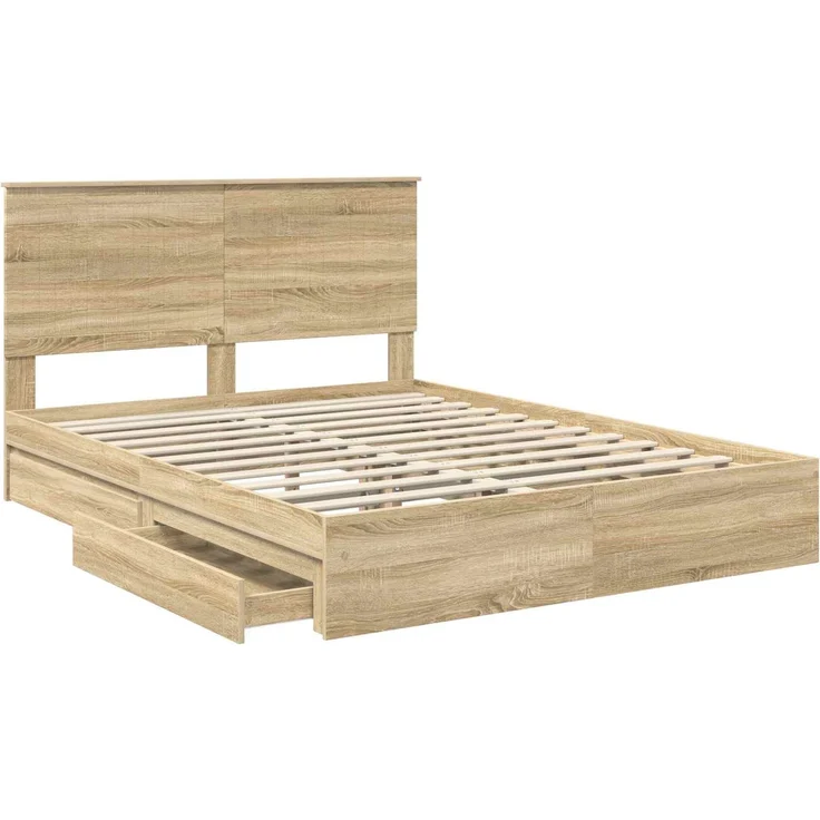 vidaXL Aufbewahrungsbett Sonoma-Eiche 150 x 200 cm Holzwerkstoff 3411196 – Bild 4