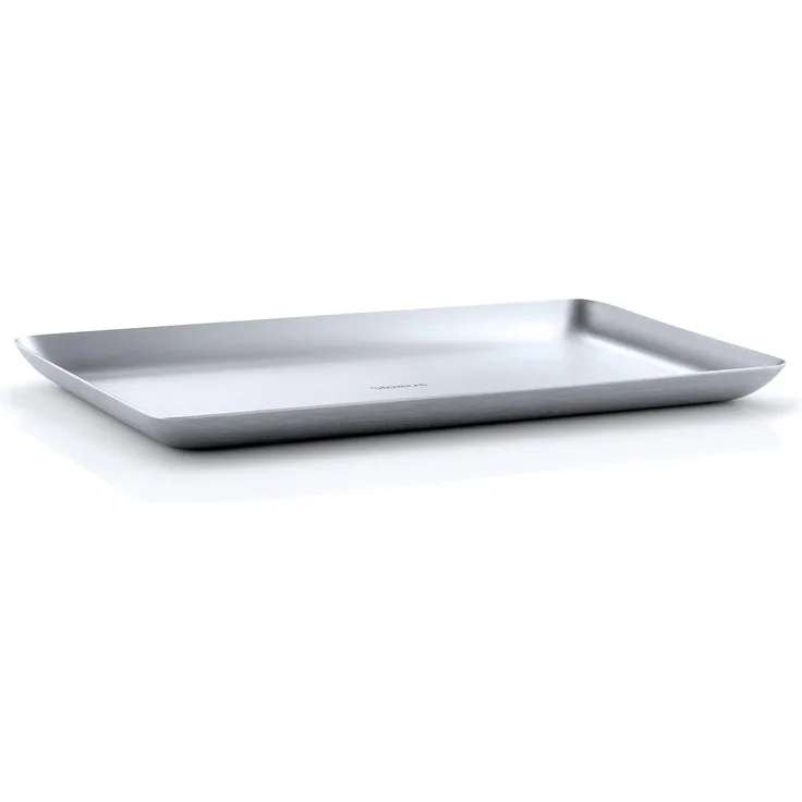 Blomus Basic Tablett, Snackstablett, Beilagenplatte, Platte, Edelstahl, 15x25 cm, 63612