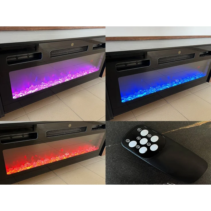 Compleo TV-Schrank zweitürig mit Elektrische Kamin COMO, Realistische LED-Flamme Modern Wohnzimmer – Bild 3