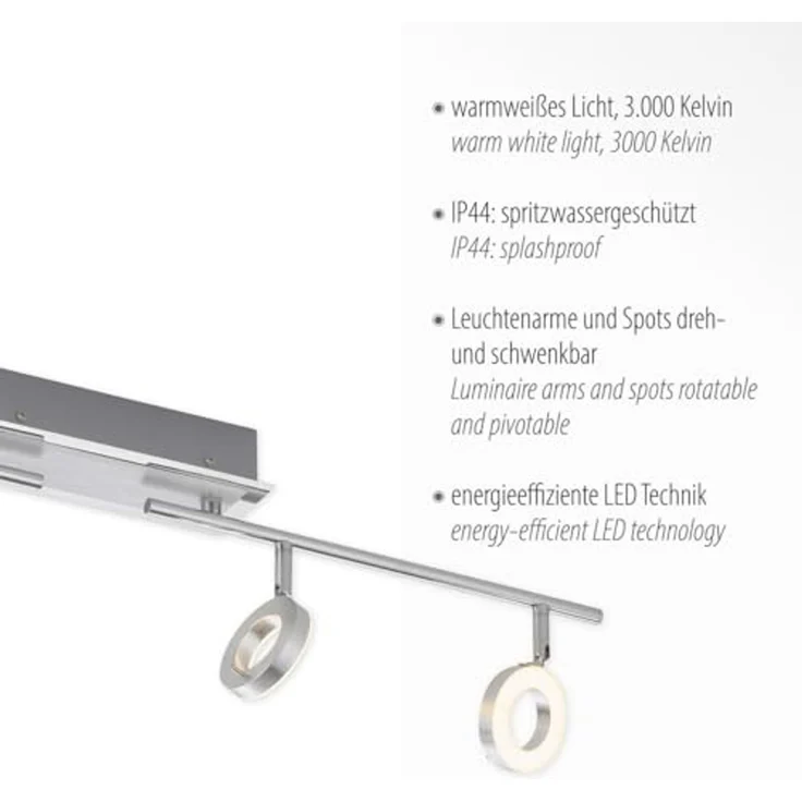 SILEDA Paul Neuhaus Deckenleuchte, aluminium matt 4xLED-Board 6W 3000K Badleuchte, IP4410933 – Bild 5