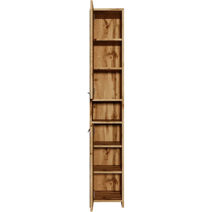 Badezimmerschrank Nemo 32 x 29 x 190 cm - Eiche - StandHochschrank mit zwei Türen – Bild 2