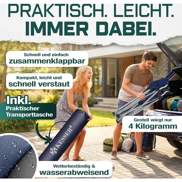 KESSER® Campingstuhl faltbar bis 150 kg Angelstuhl Faltstuhl Klappstuhl Gepolstert mit Armlehnen, Getränkehalter + Tasche mit hoher Rückenlehne, Strandstuhl, Klapphocker Navyblau / Schwarz – Bild 6