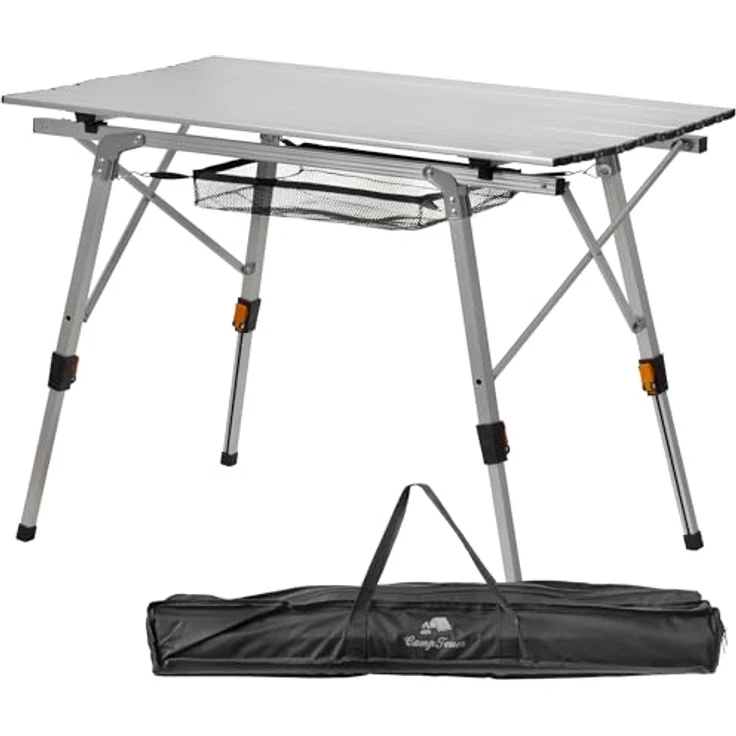 CampFeuer Campingtisch faltbar | 90,5x51,5 cm | Klapptisch mit Tragetasche, Gartentisch, Reisetisch | Falttisch höhenverstellbar, Outdoortisch, Beistelltisch | Balkontisch, Mehrzwecktisch – Bild 1