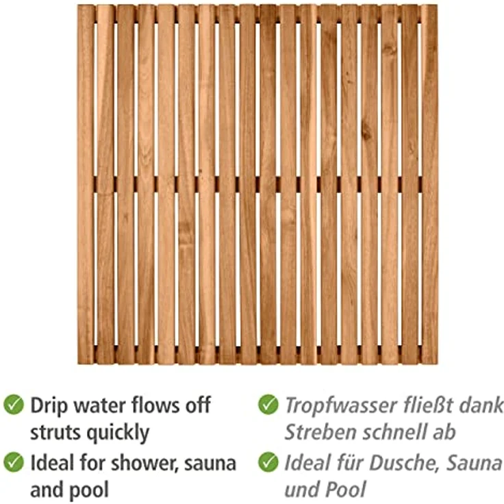Wenko Badematte 'Indoor & Outdoor Acacia', FSC® zertifiziertes Akazienholz, 55 x 55 cm, rutschhemmend, für Innen- und Außenbereich – Bild 3