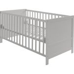 roba Gitterbettt 70 x 140 - 3-fach höhenverstellbar - 3 Schlupfsprossen - Babybett umbaubar - Holz taupe