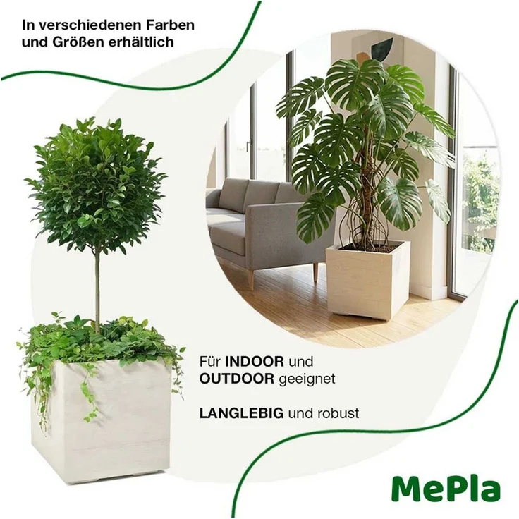 Heimwerkercenter Blumentopf MePla - Kübel KARO-40 Holzoptik 40 x 40 x 40 beige – Bild 4