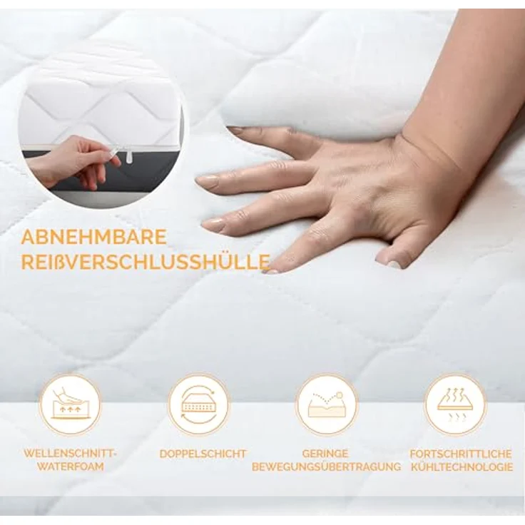 TANHK Wave Flow Smart Comfort Memory Foam Matratze | orthopädische Unterstützung mit Kaltluftzirkulationstechnologie | hypoallergener und atmungsaktiver Stoff | Made in Italy | 135x190 cm – Bild 8