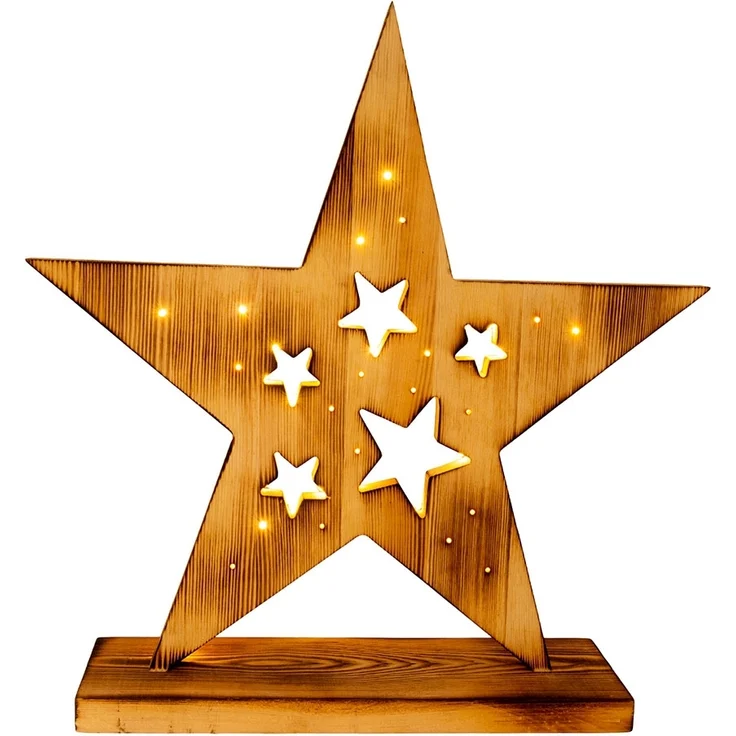 LED Adventsstern, Holz, Pinie, Timer, Batterie, H 49 cm – Bild 7