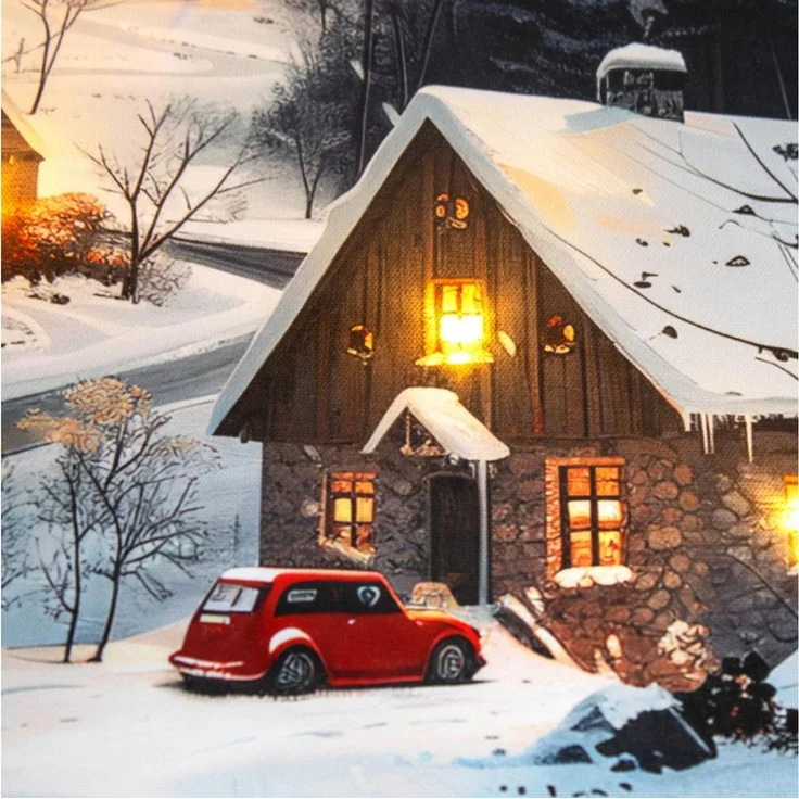 Spetebo Wandbild Weihnachts Wandbild mit LED Beleuchtung - 58x38 cm, Weihnachtsbild (Anzahl, 1 St), mit Öse zum Aufhängen – Bild 3