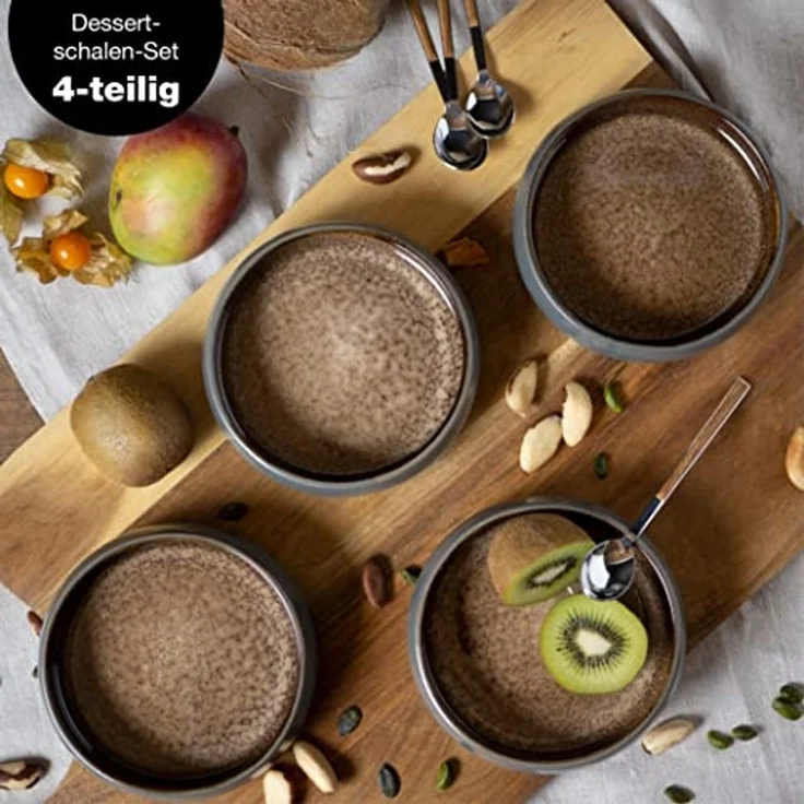 Moritz & Moritz Dessertschale Moritz & Moritz SOLID 4x Dessertschale Beige, Steinzeug, (4er Set, 4-tlg), Dip Schälchen aus Steinzeug für Dessert – Bild 2
