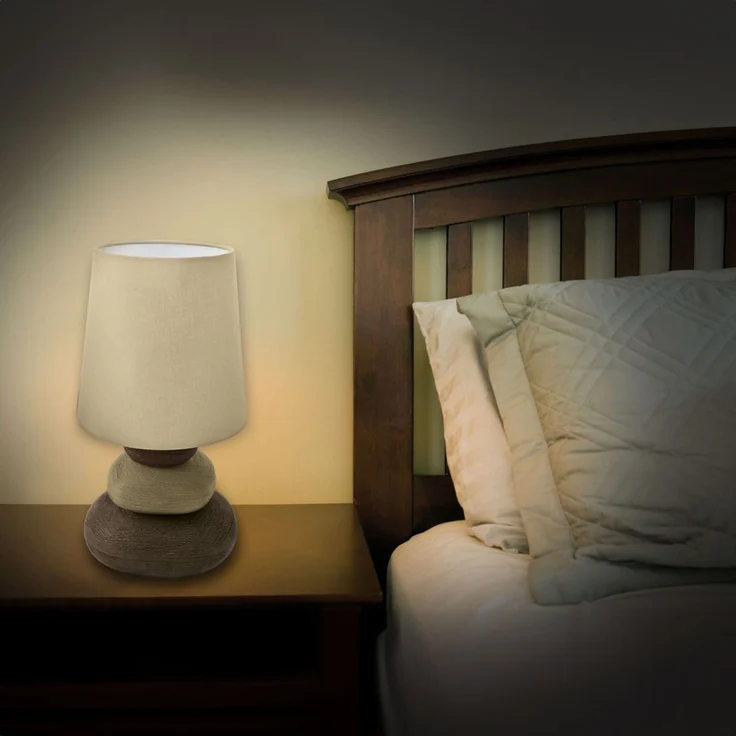 Tischlampe Wohnzimmer Tischleuchte Schlafzimmer Keramik Stoff Beige 3045227 – Bild 4