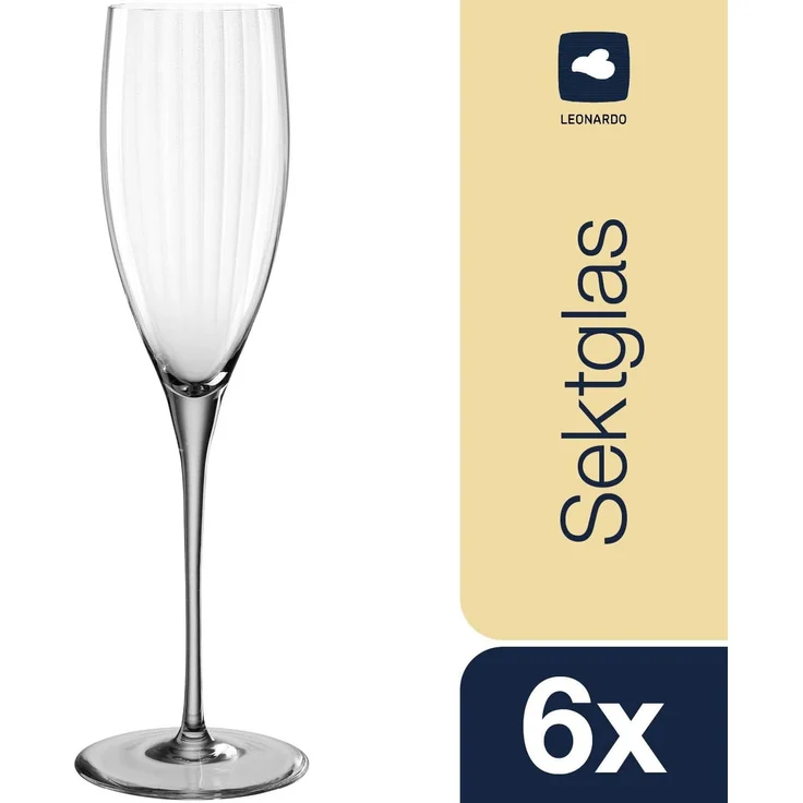 Leonardo Poesia Sektglas 6er Set, spülmaschinengeeignetes Champagnerglas, Höhe 25 cm, 250 ml, grau, 022381 – Bild 2