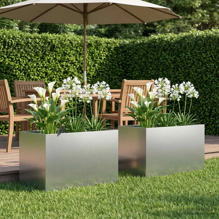 vidaXL Garten-Pflanzgefäß 2 Stk. Silber 60 x 40 x 40 cm 8005691 – Bild 1