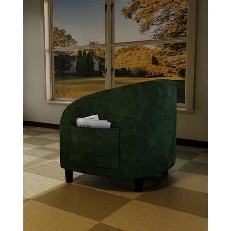 GarveeHome Sessel Wohnzimmer Loungesessel Relaxsessel, Lesesessel mit Leinenoptik, Polstersessel für Schlafzimmer，Akzentstuhl mit Samtstoff (Grün) – Bild 7