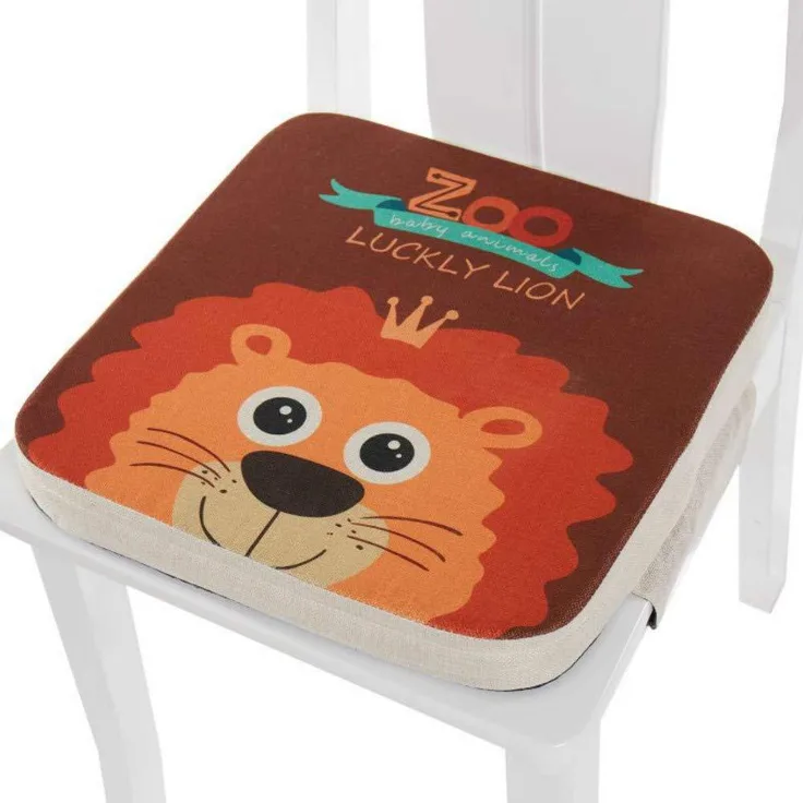 Kinder Sitzkissen Sitzerhöhung Stuhl, Fansu Baby Tragbar Sitzkissen Cartoon Design Quadratische Verstellbar Zerlegbar Kleinkinder Esszimmerstuhl ErhöHen Pad Esszimmer Boostersitze (40x40x5cm,Löwe)