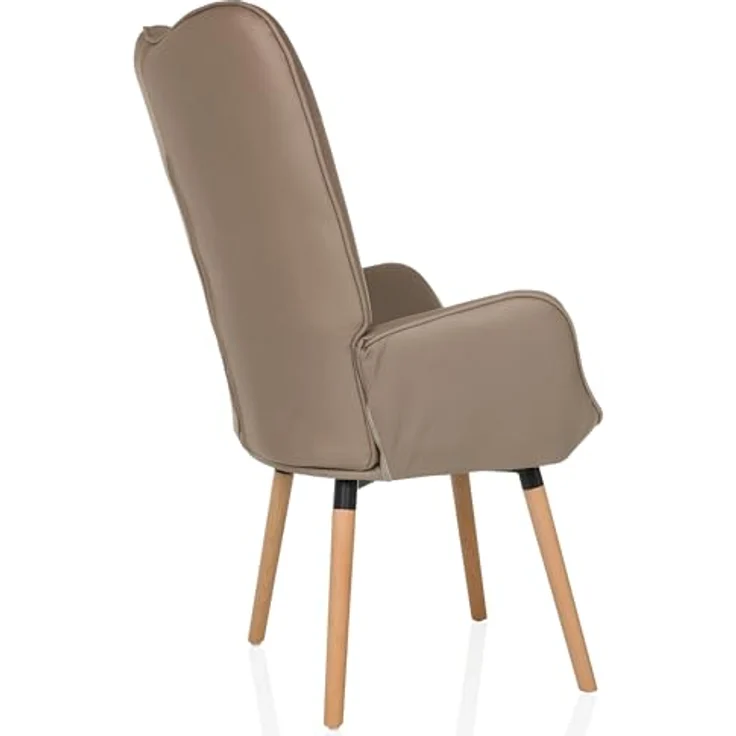 hjh LIVING Ohrensessel in Velour-Optik HAVENIO I Sessel für Wohnzimmer Schlafzimmer, Polsterstuhl mit Holzbeinen, Stoff Braun – Bild 6