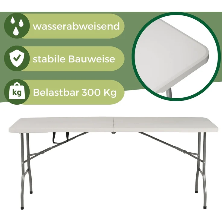 Albatros Buffettisch Klapptisch weiß – robuste Konstruktion klappbar und hohe Tragkraft –für bis zu 10 Personen – für Bierzelt mit Tragegriff – Bild 3