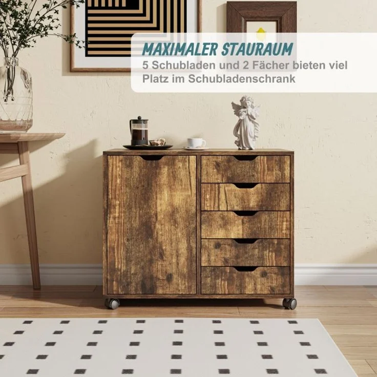 Relaxdays Rollcontainer mit Schubladen & Fächer – Bild 3