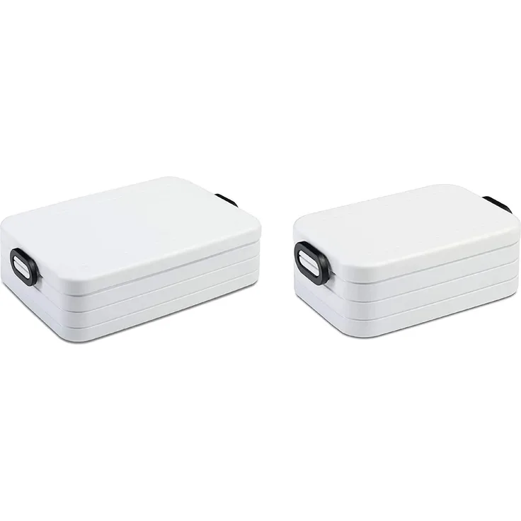 2-tlg. Mepal Take a Break Set – Nordic Weiß / Weiss – Groß / Klein – Lunchbox mit Trennwand – ideal für Mealprep – spülmaschinenfest, ABS