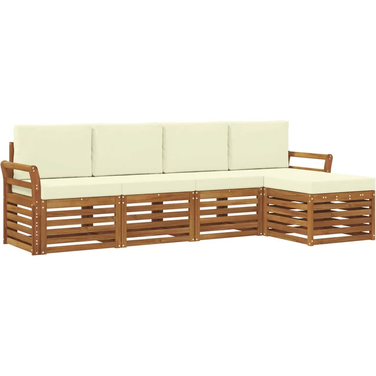 vidaXL Outdoor-Sofagarnitur 5 stk. 5-Sitzer Natur und Creme 3374650 – Bild 2
