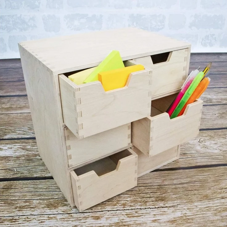 Creative Deco Schubladenbox Schubladenelement Mini-Kommode für Kleinigkeiten aus Birkensperrholz, (6-St) – Bild 3