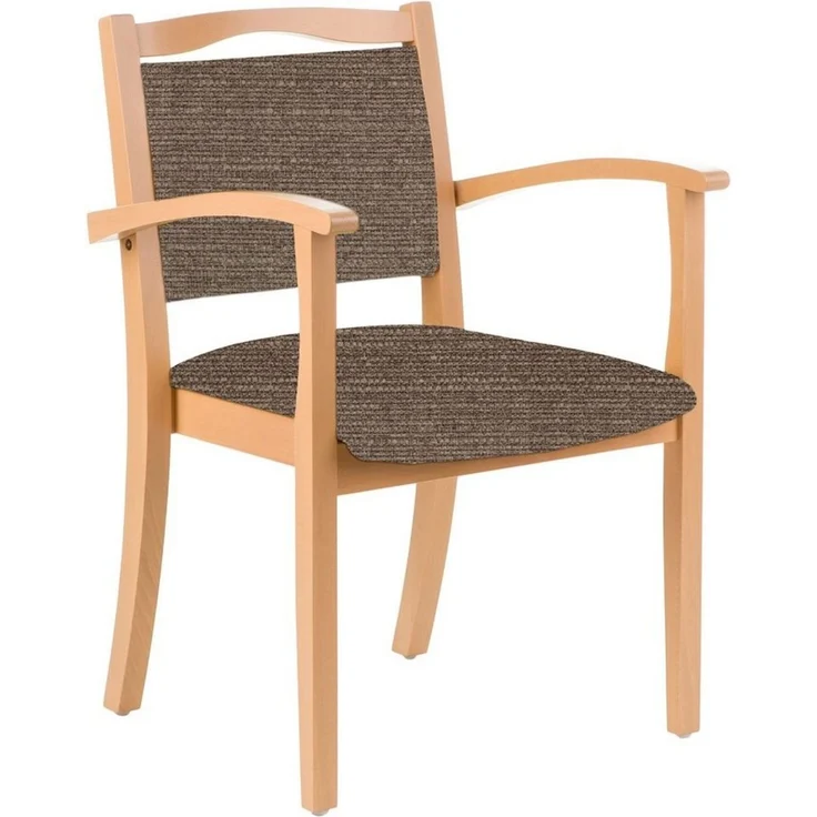 einrichtungsdesign24 Armlehnstuhl 4-Fußstuhl Holzstuhl mit Armlehnen Alexander Seniorenstuhl Esszimmer, Gestell aus Massivholz und stapelbar – Bild 5