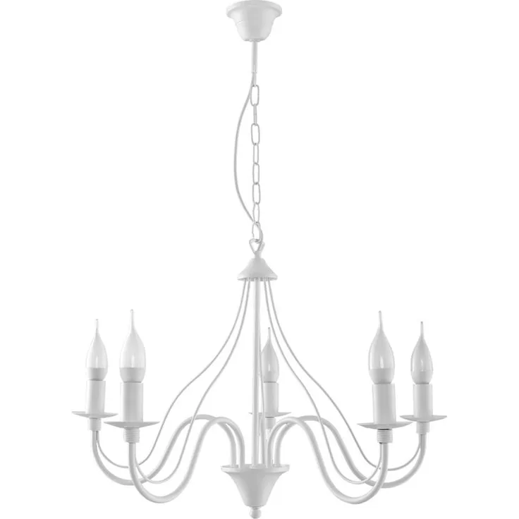 Kronleuchter, Stahl, weiß, pendelnd, 5-flammig, H 80 cm