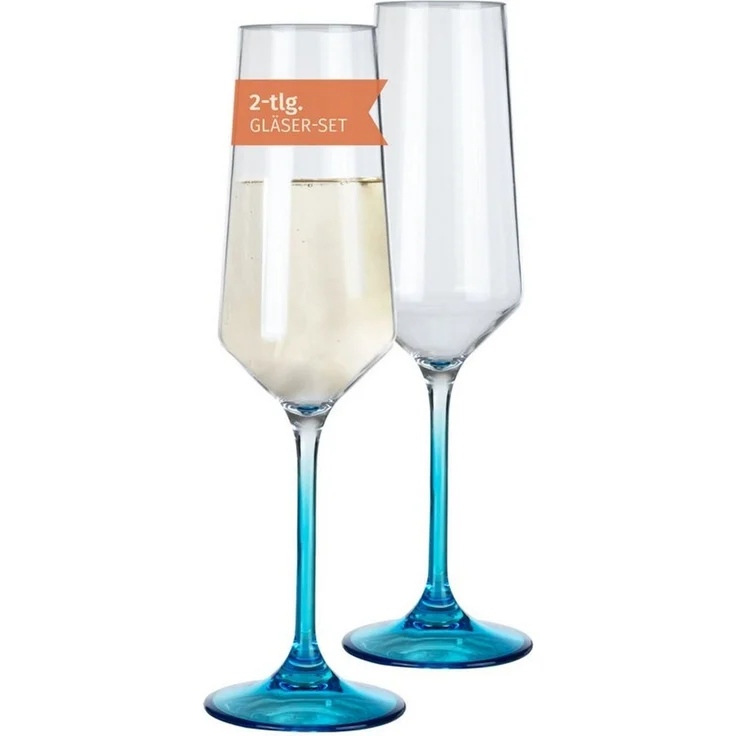 Moritz Sektglas Milano Champagnerglas blue line 2er Set Polycarbonat 280 ml bruchfest – Bild 1