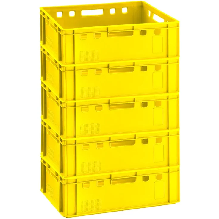 5x Fleischkiste E2 Fleischerkiste Eurobox 60 x 40 x 20 cm lebensmittelecht, robust, stapelbar | Lagerkisten, Stapelkisten, Metzgerkiste Made in Germany – Bild 2