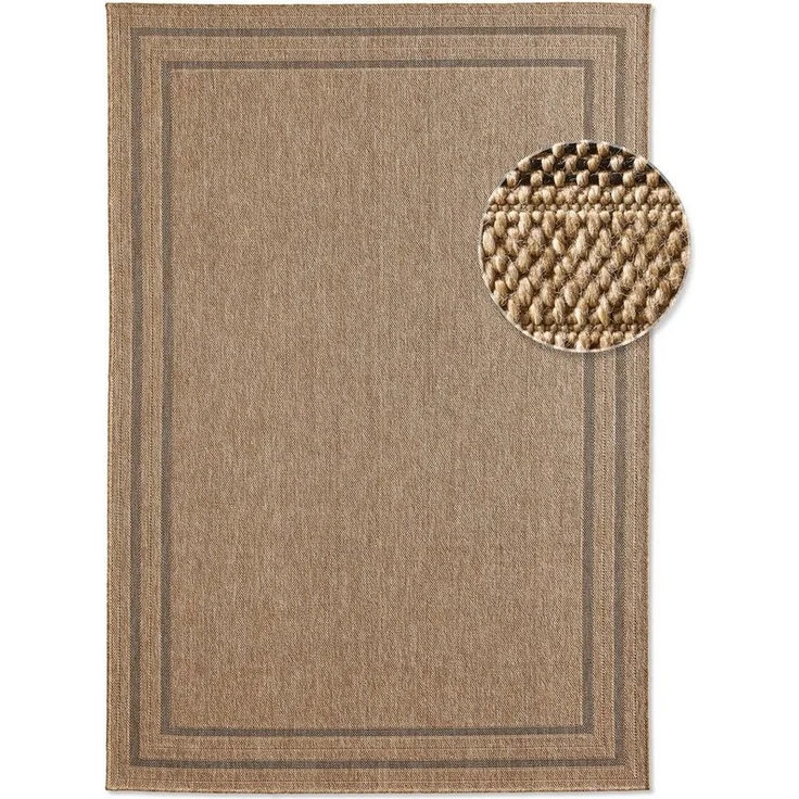 TaraCarpet Teppich Outdoor & Indoor Teppich wetterfest Borneo Sisal-Jute-Optik naturfarbe, rechteckig, Höhe: 10 mm, Kurzflor Bordüre S In & Outdoor Balkon Terrasse Wohnzimmer 67x180 – Bild 5