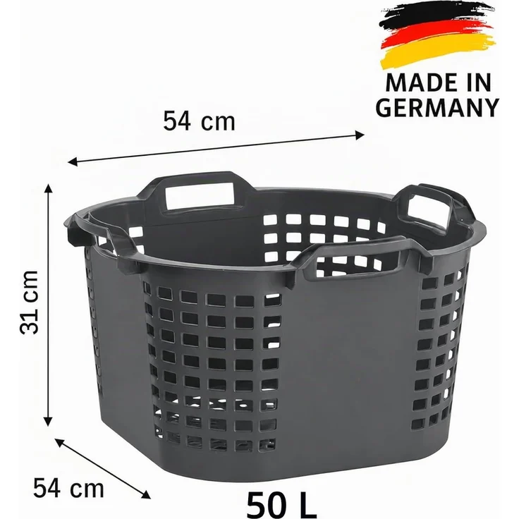 Erntekörbe Gartenkorb groß Lebensmittelecht 50L Obstkorb 54x31cm ineinander & übereinander stapelbar | Made in Germany als Obstkorb, Laubkorb und vielseitiger Erntekorb – Bild 3