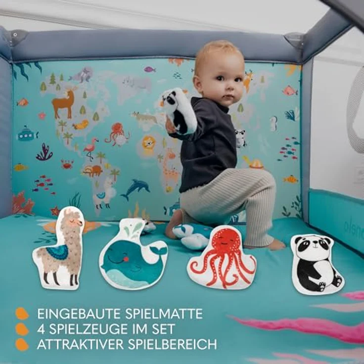 lionelo Laufgitter MILLE (Set), Eingebaute Spielmatte, Sehr sicher – Bild 6