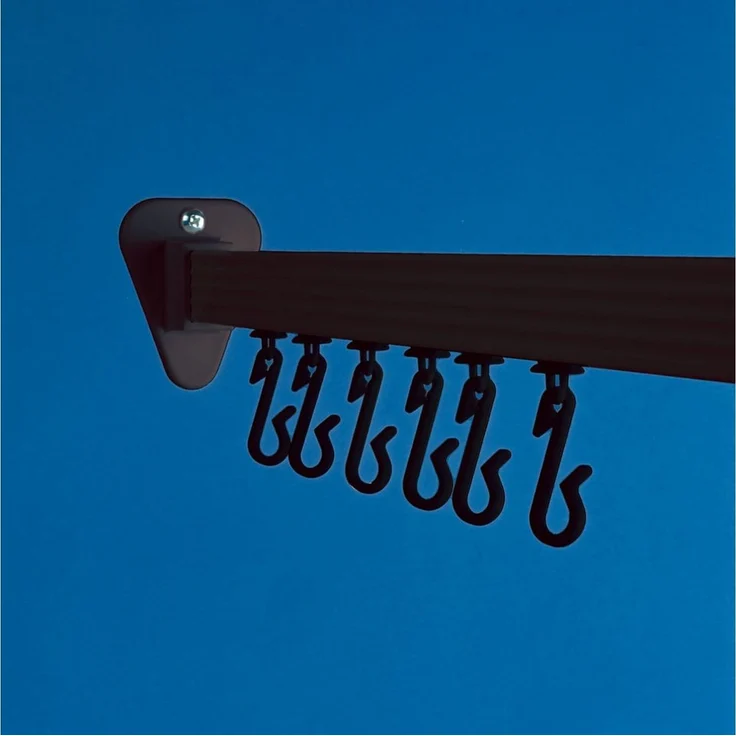 Euroshowers GmbH Duschvorhangstange L-Form Schwarz 90 × 90 cm, 0-läufig – Bild 3