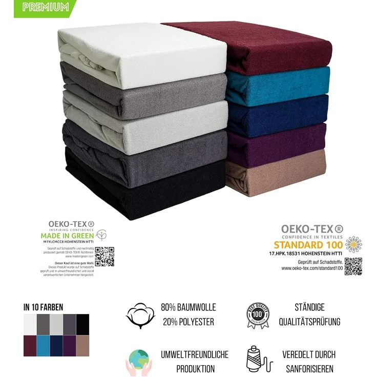 Hometex Premium Textiles Spannbettlaken aus Frottier Stoff bis 23 cm Steghöhe, Frottee, Gummizug: Rundumgummizug, Kuschelig warm und extra weich, ideal für die kalte Jahreszeit – Bild 2