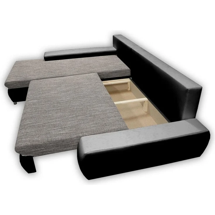 Beautysofa Polsterecke mit Schlaffunktion Teo L, L-Form Ecke Sofa Relaxcouch, Polsterecke mit Schlaffunktion Bettkasten, stilvoll Wohnzimmersofa aus Webstoff und Kunstleder – Bild 3