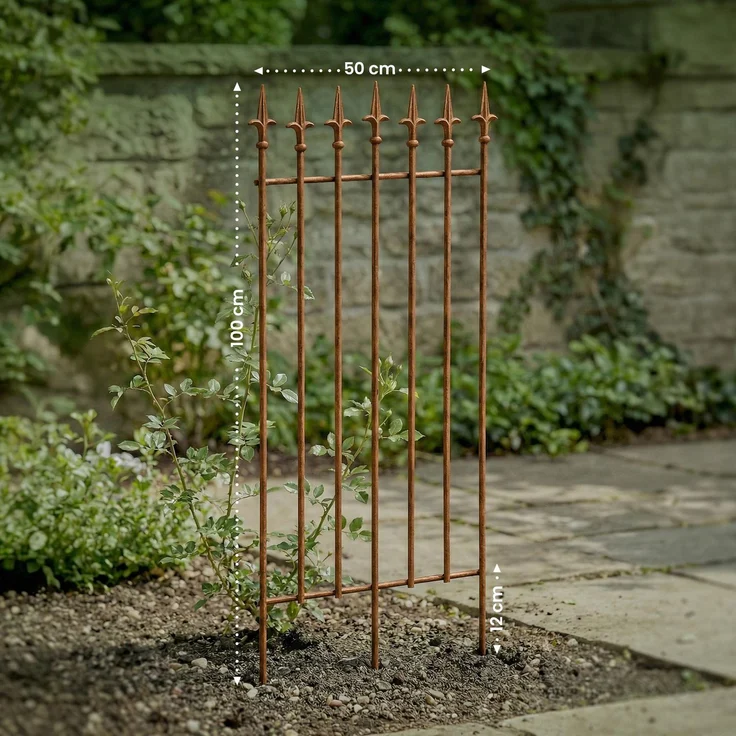 Rankgitter FREYA 2er Set - 50x0,7x100cm, Metall, Antik-Braun | Rankhilfe Kletterpflanzen Gartendekoration – Bild 2