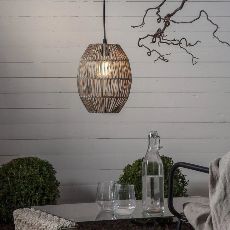 Kleiner Outdoor Lampenschirm ,Linde' in Rattan-Optik, natur, 30cm – Bild 1