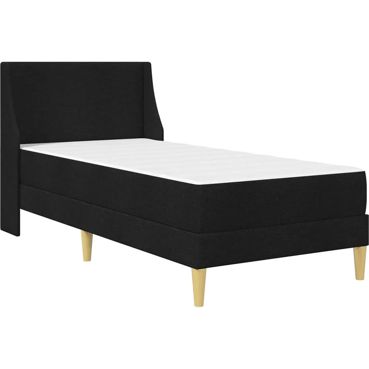 vidaXL Bettgestell mit Matratze Schwarz 90 x 200 cm Polyester 3414716 – Bild 3