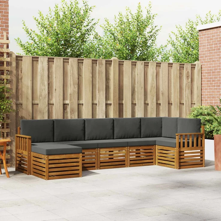 vidaXL Outdoor-Sofagarnitur 7 stk. 6-Sitzer Natur und Anthrazit 3375162 – Bild 1