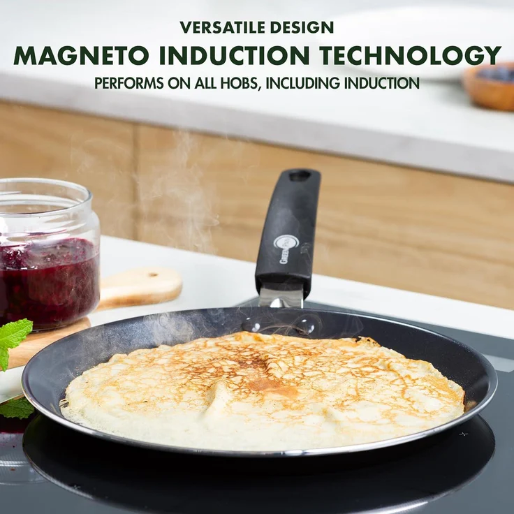 GreenPan Essentials Gesunde Keramische Antihaft-Pfannkuchenpfanne 28 cm, Crêpe-Pfanne, PFAS-frei, Induktion, Backofen- und Bratensicherheit bis 160°C, Spülmaschinenfest, Schwarz – Bild 8