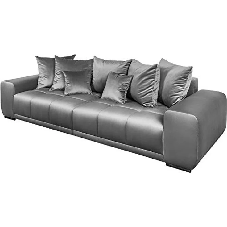 riess-ambiente Big-Sofa ELEGANCIA 285cm silbergrau, Einzelartikel 1 Teile, XXL Couch · Samt · mit Federkern · inkl. Kissen · Design – Bild 1
