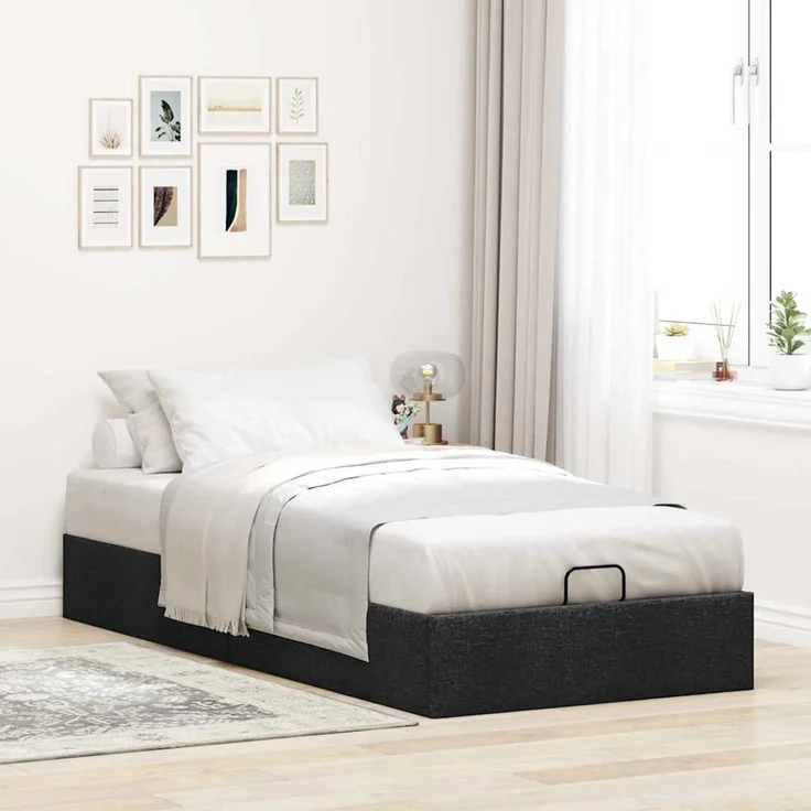 vidaXL Ottoman-Bett ohne Matratze Schwarz 100x200 cm Stoff 3310856 – Bild 3