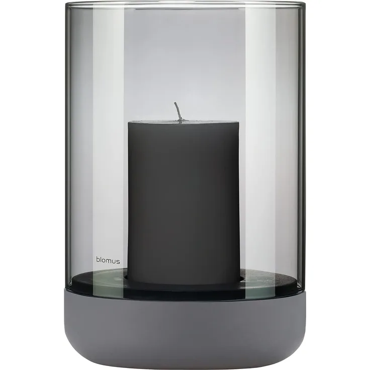 Blomus Calma Windlicht L, Kerzenhalter, Dekolichthalter, Beton / Glas, Steel Gray Smoke, H 22. 5 cm, 66231