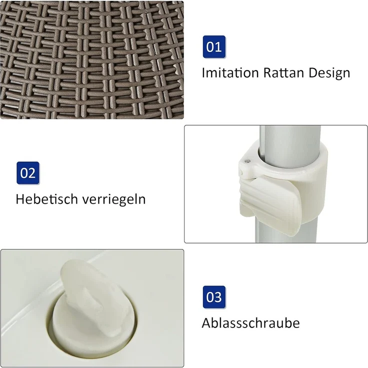 COSTWAY Gartentisch, Cool Bar höhenverstellbar, abnehmbar Deckel, bis 75kg – Bild 3