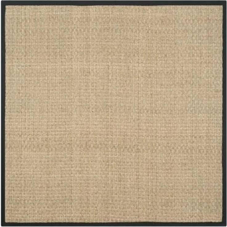 Safavieh Naturfaser Teppich für Wohnzimmer, Esszimmer, Schlafzimmer - Natural Fiber Collection, Kurzer Flor, Natürlich und Schwarz, 91x91 cm